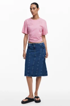 Camisas Y Blusas|Camisetas-Desigual Camiseta flores bordadas