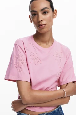 Camisas Y Blusas|Camisetas-Desigual Camiseta flores bordadas