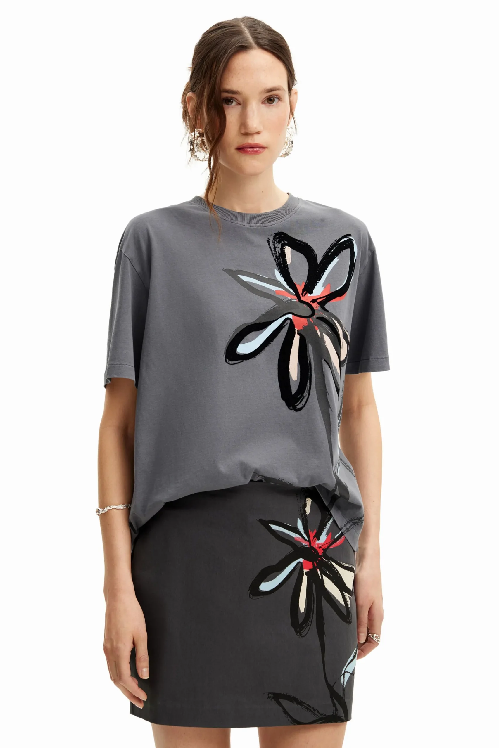 Camisas Y Blusas|Camisetas-Desigual Camiseta ilustración flor