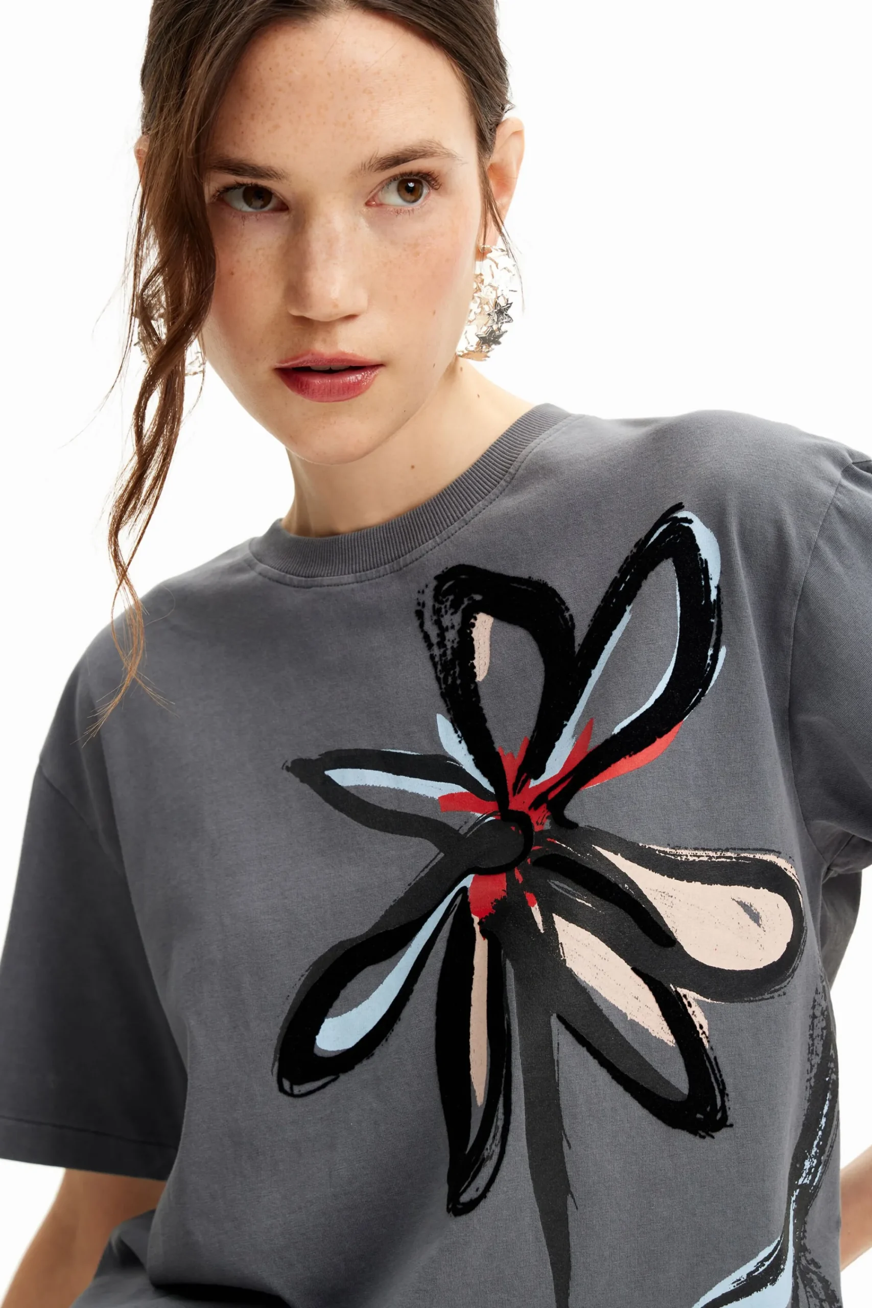 Camisas Y Blusas|Camisetas-Desigual Camiseta ilustración flor