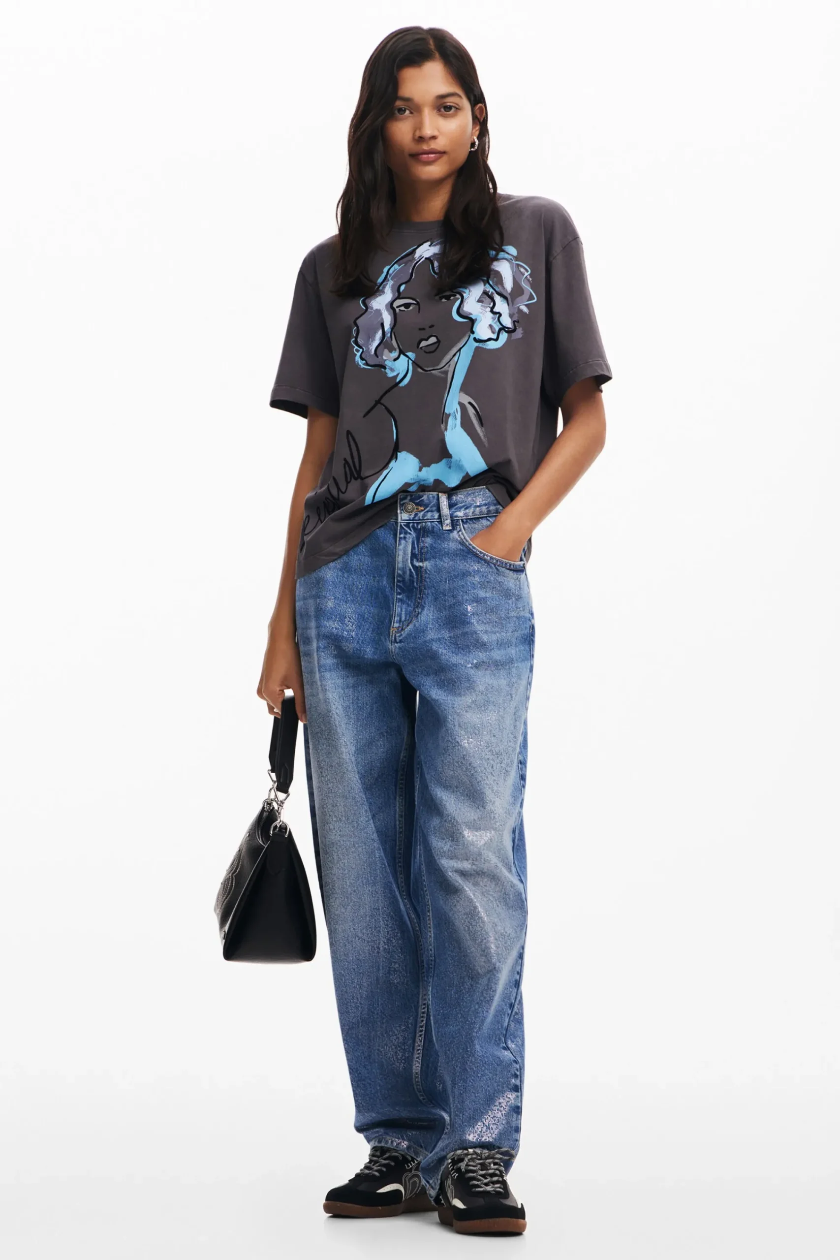 Camisas Y Blusas|Camisetas-Desigual Camiseta ilustración rostro