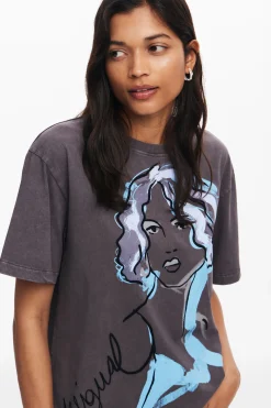 Camisas Y Blusas|Camisetas-Desigual Camiseta ilustración rostro