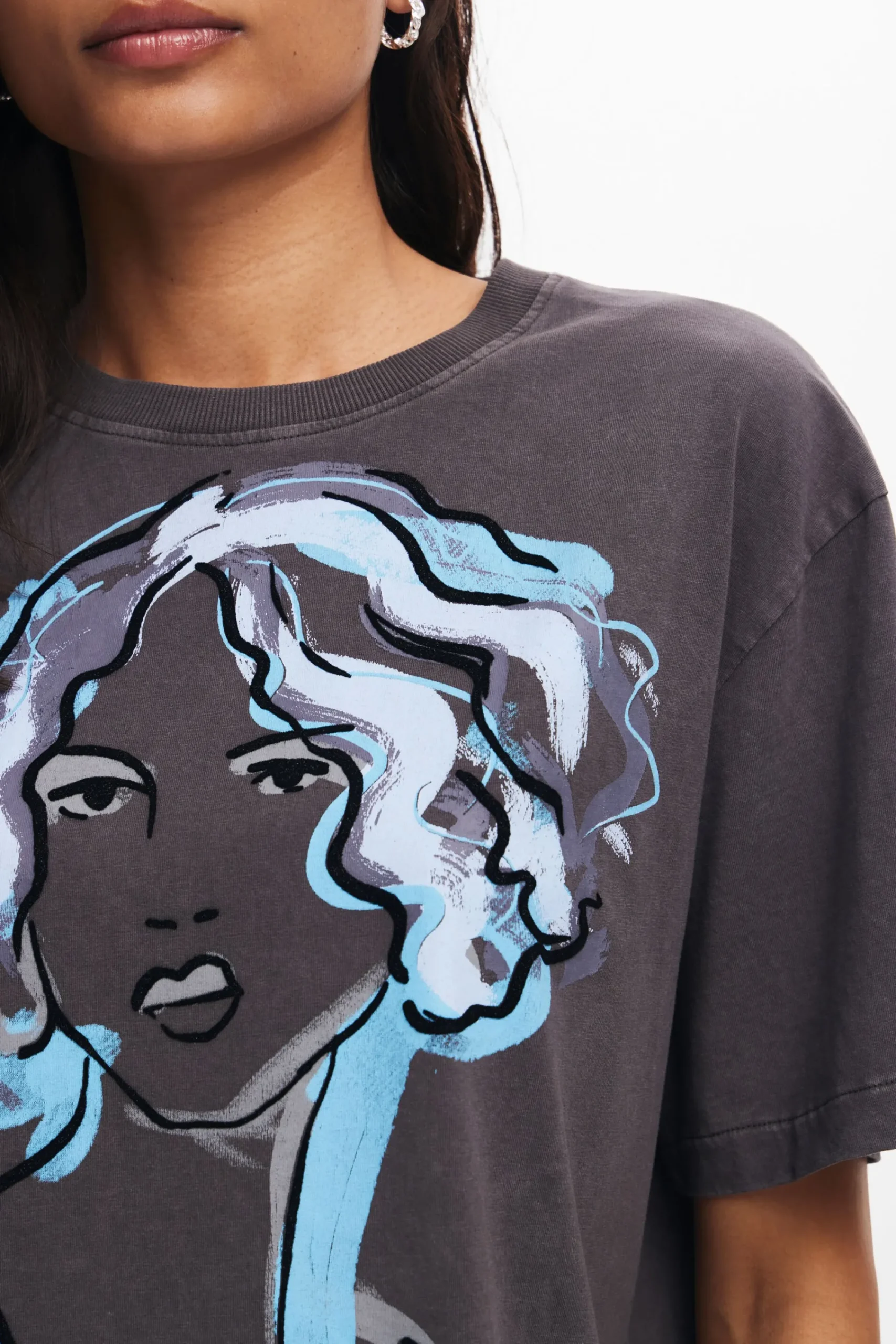 Camisas Y Blusas|Camisetas-Desigual Camiseta ilustración rostro
