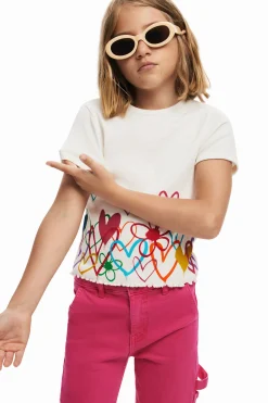 Camisetas Y Camisas-Desigual Camiseta ilustraciones corazones