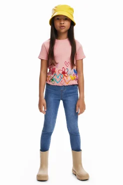 Camisetas Y Camisas-Desigual Camiseta ilustraciones corazones