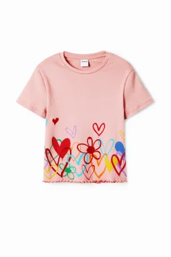 Camisetas Y Camisas-Desigual Camiseta ilustraciones corazones