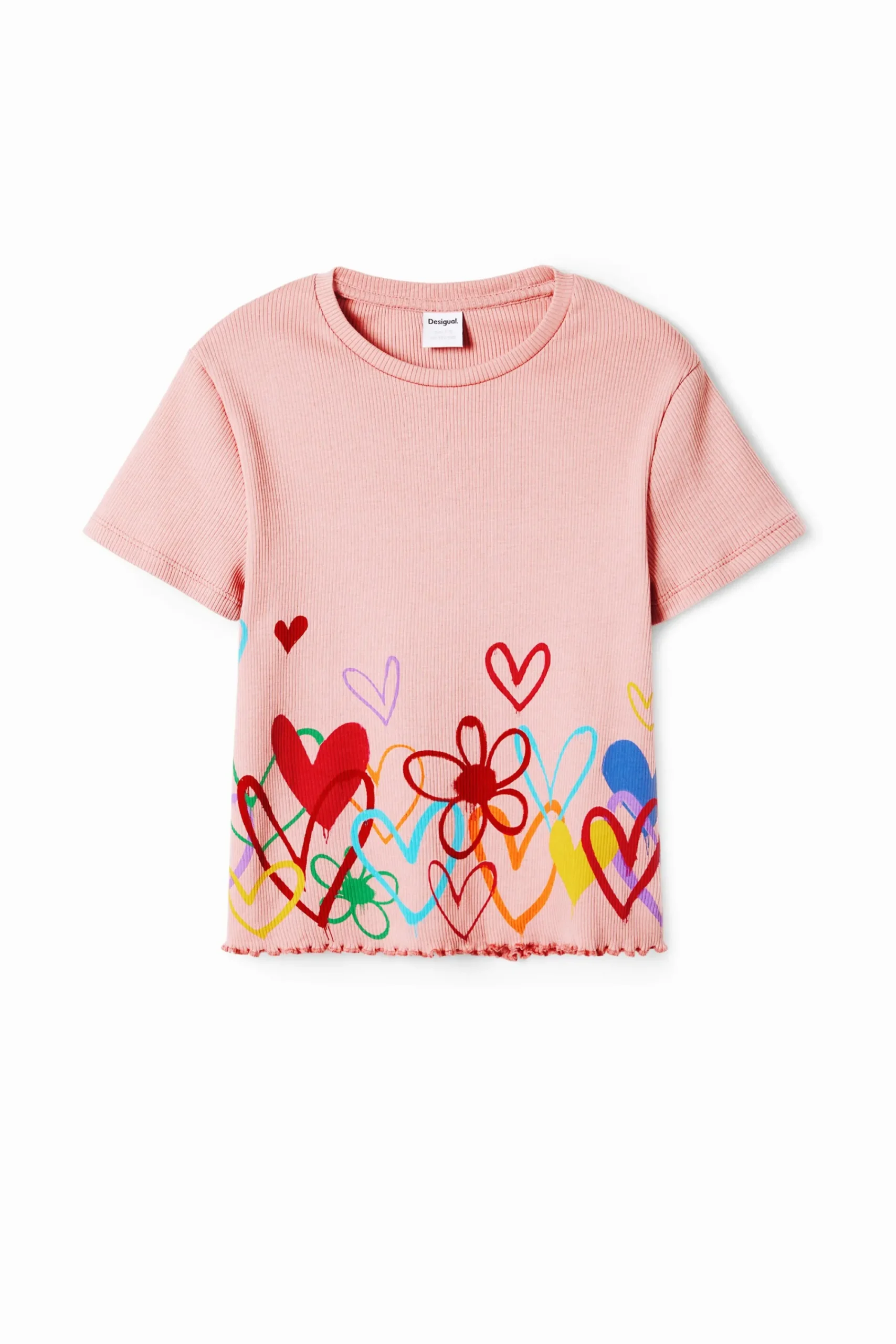 Camisetas Y Camisas-Desigual Camiseta ilustraciones corazones