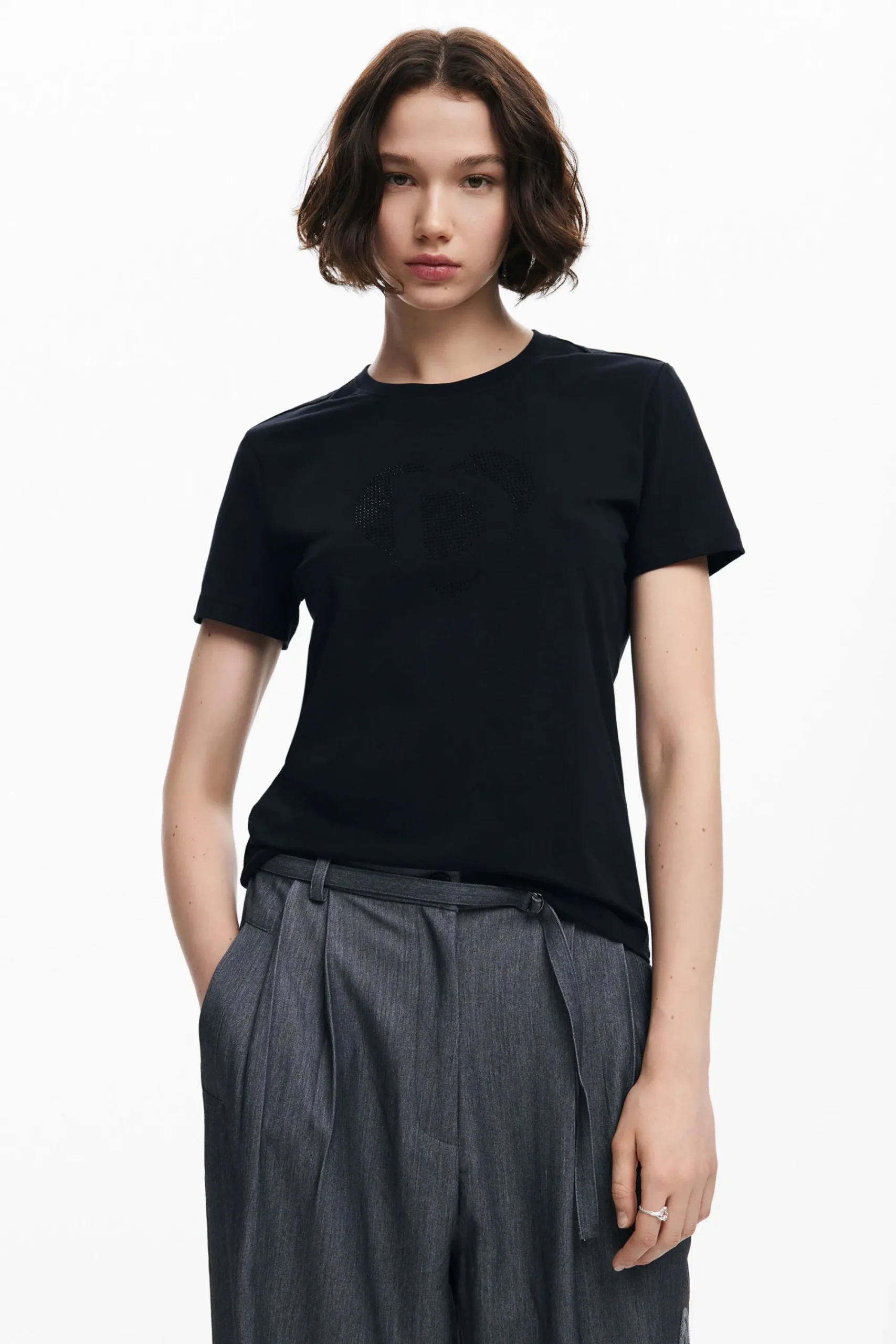 Camisas Y Blusas|Camisetas-Desigual Camiseta imagotipo strass