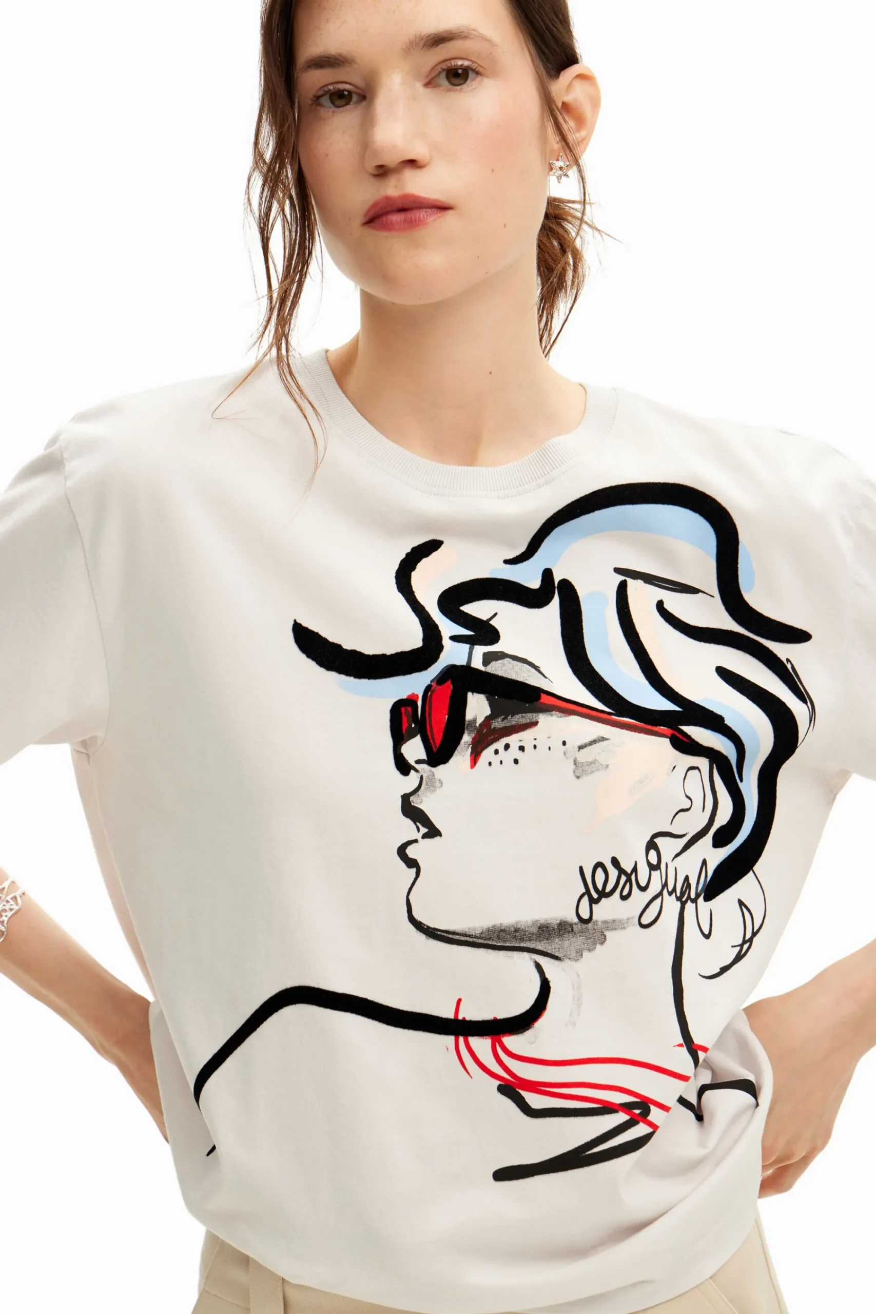 Camisas Y Blusas|Camisetas-Desigual Camiseta lisa ilustración