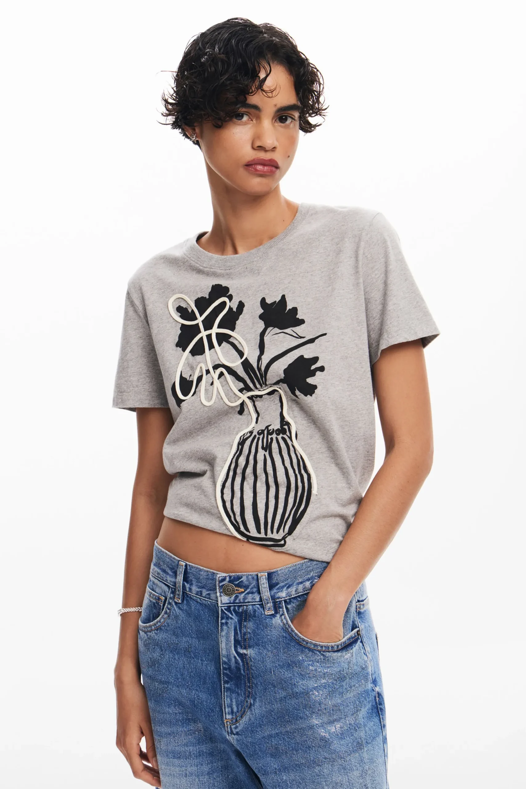 Camisas Y Blusas|Camisetas-Desigual Camiseta lisa jarrón