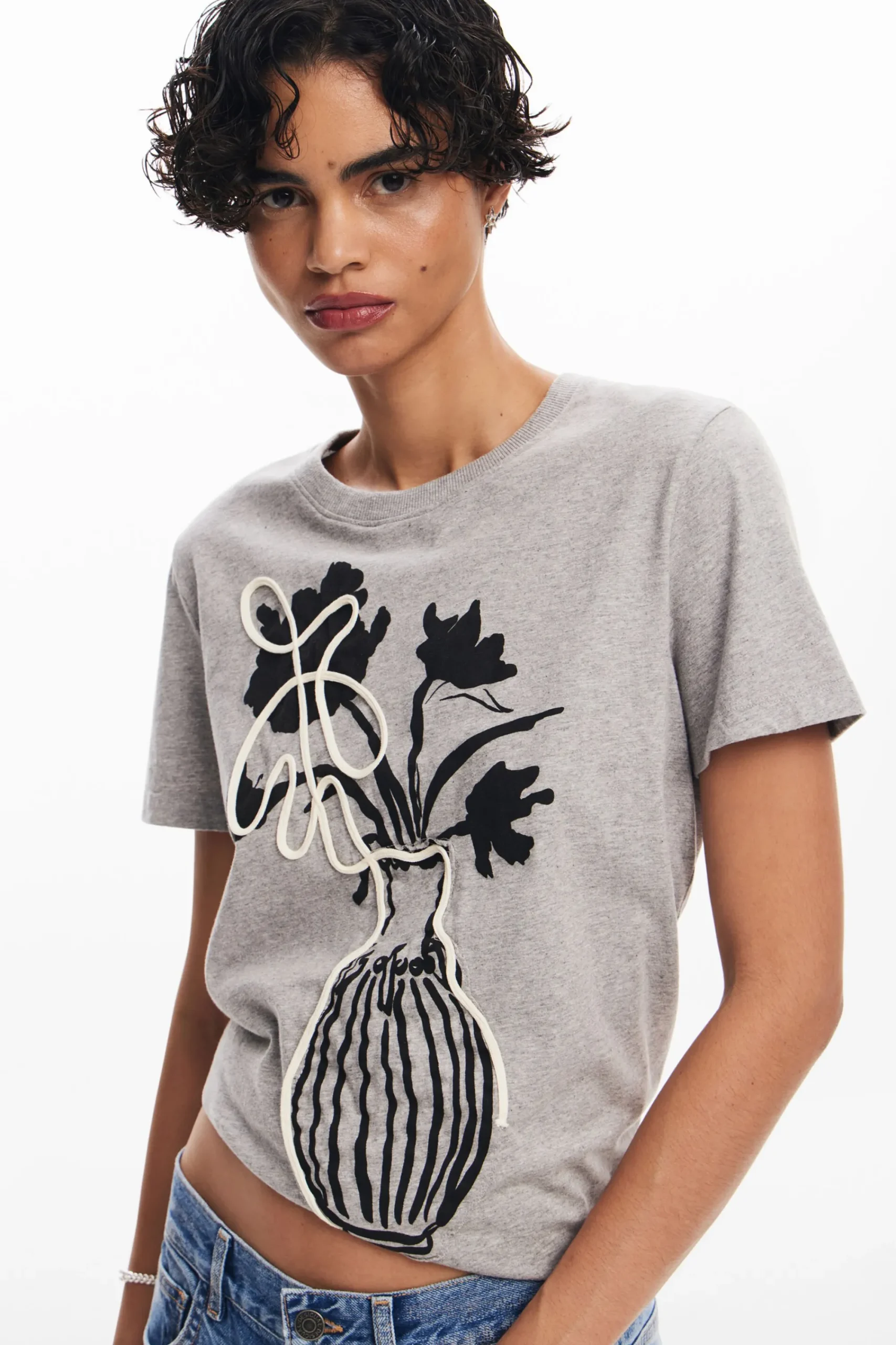 Camisas Y Blusas|Camisetas-Desigual Camiseta lisa jarrón