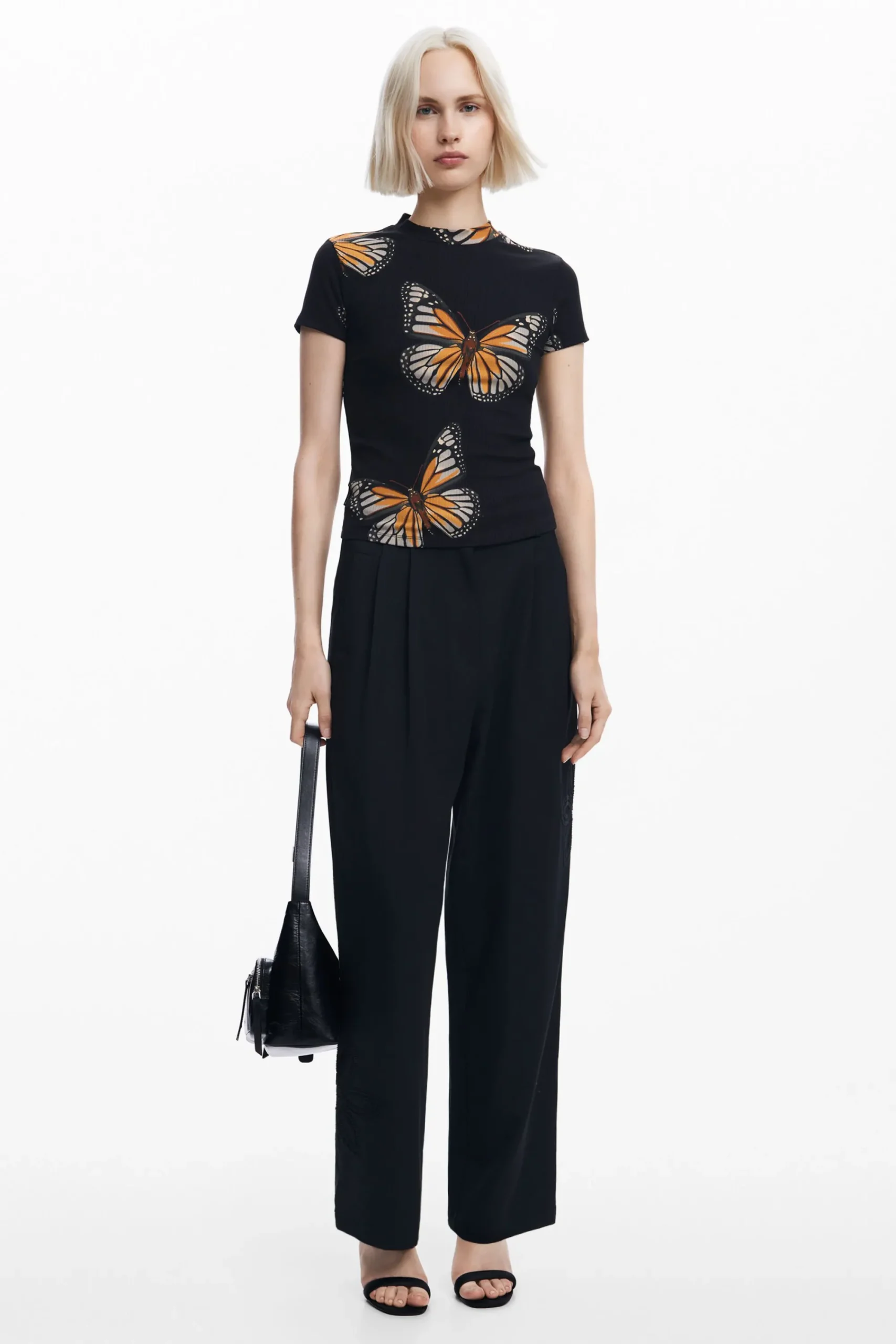 Ropa De Punto|Camisas Y Blusas-Desigual Camiseta manga corta mariposas