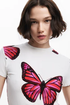 Ropa De Punto|Camisas Y Blusas-Desigual Camiseta mariposas