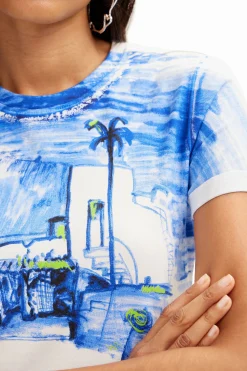 Camisas Y Blusas|Camisetas-Desigual Camiseta paisaje mediterráneo