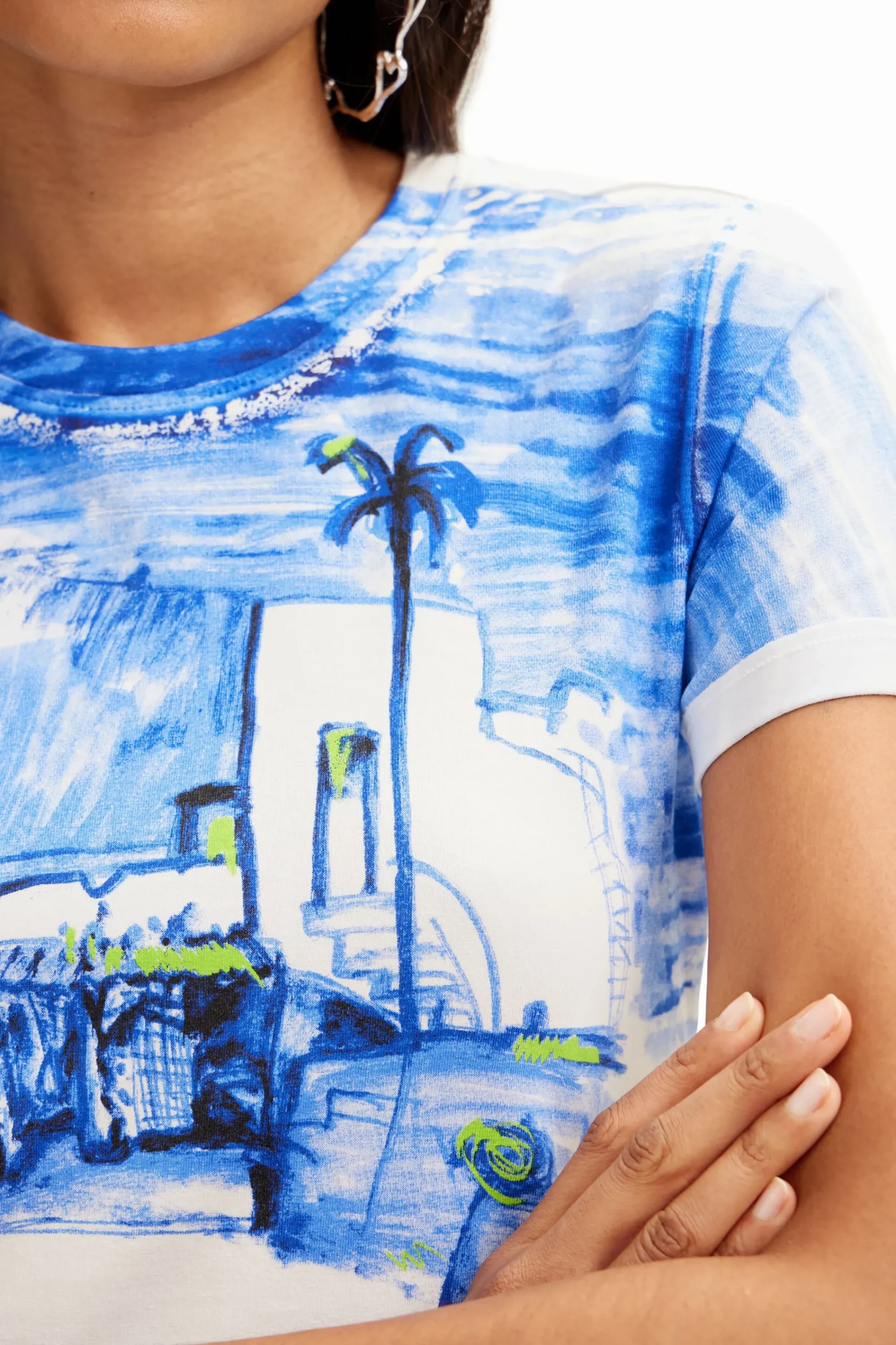 Camisas Y Blusas|Camisetas-Desigual Camiseta paisaje mediterráneo