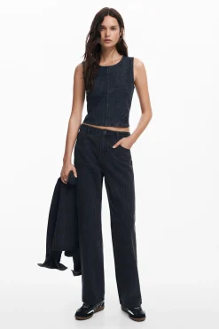 Ropa De Punto|Camisas Y Blusas-Desigual Camiseta punto efecto lavado