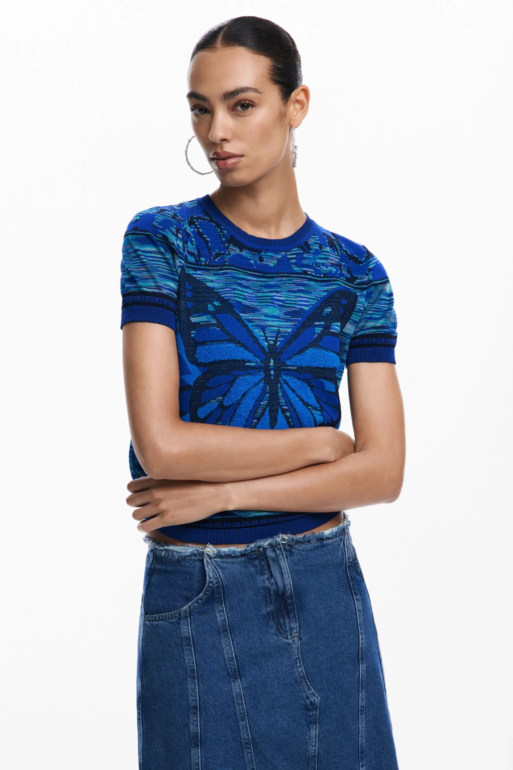 Ropa De Punto|Camisas Y Blusas-Desigual Camiseta punto mariposas