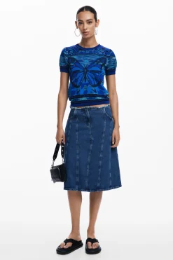 Ropa De Punto|Camisas Y Blusas-Desigual Camiseta punto mariposas