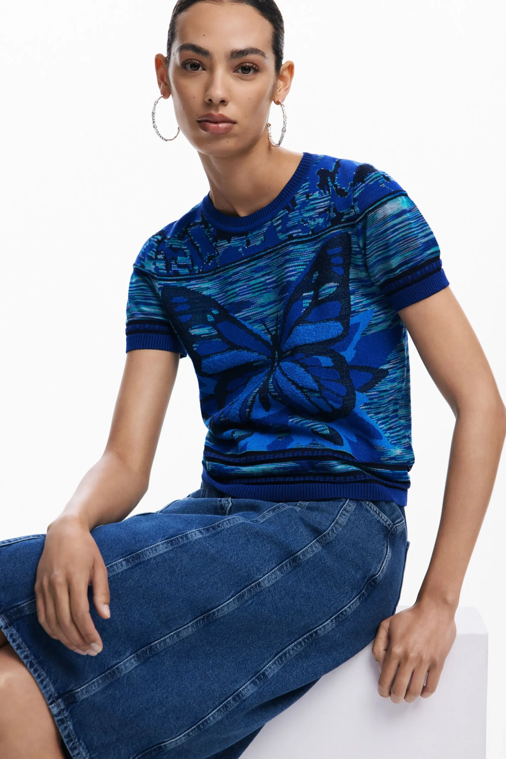 Ropa De Punto|Camisas Y Blusas-Desigual Camiseta punto mariposas