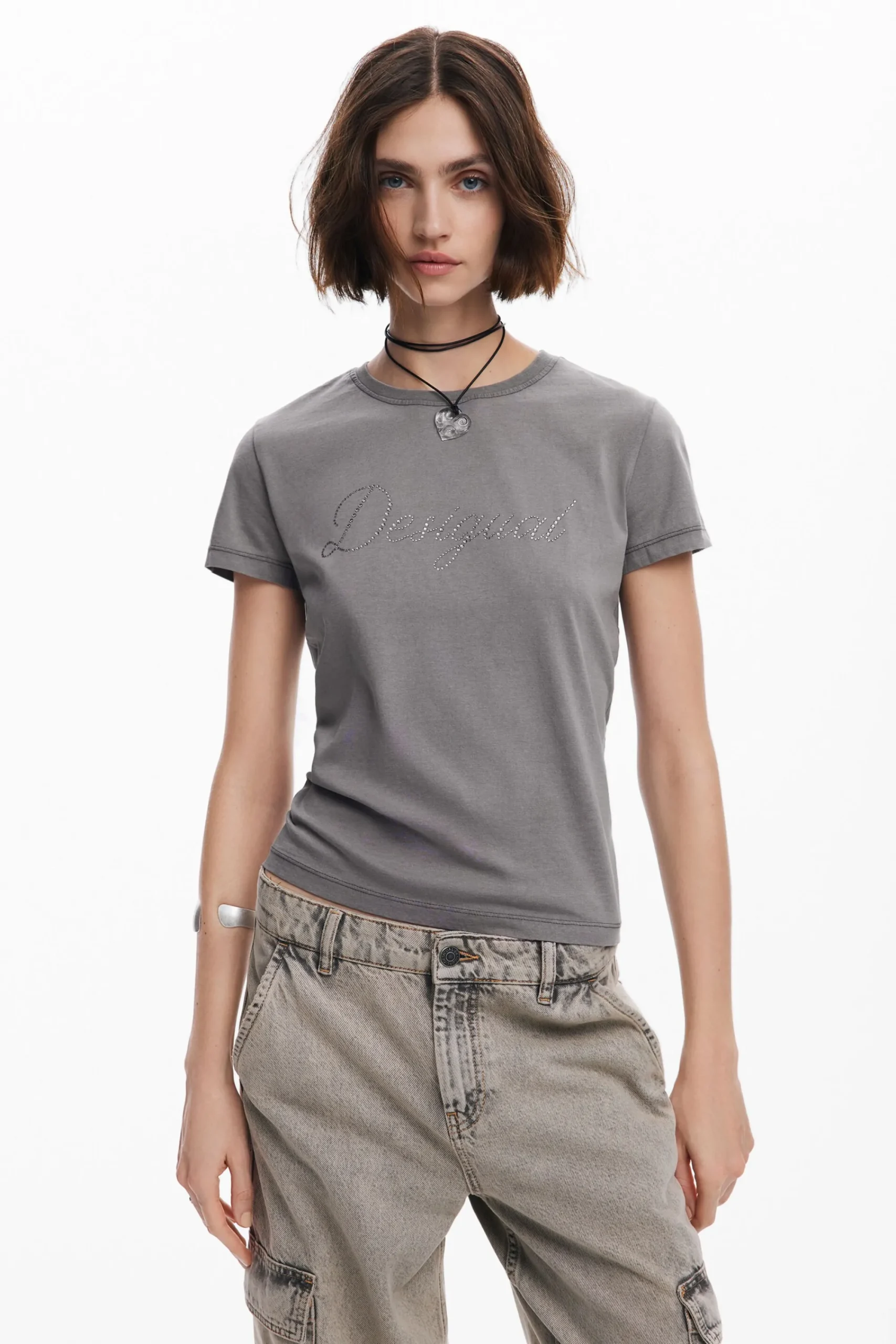 Camisas Y Blusas|Camisetas-Desigual Camiseta slim strass