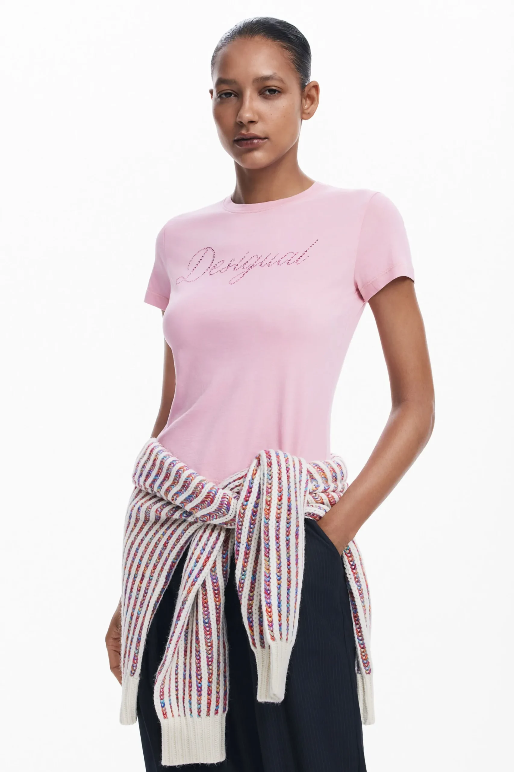 Camisas Y Blusas|Camisetas-Desigual Camiseta slim strass