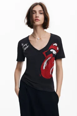 Camisas Y Blusas|Camisetas-Desigual Camiseta strass The Rolling Stones