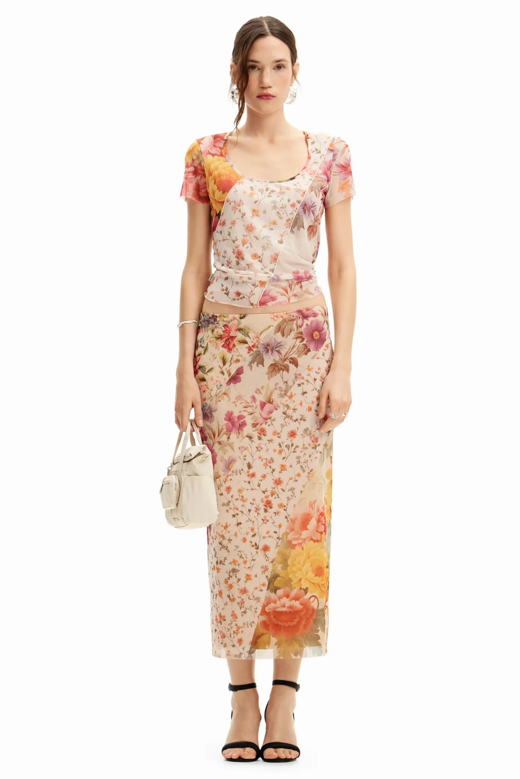 Camisas Y Blusas|Camisetas-Desigual Camiseta tul flores