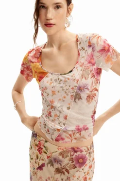 Camisas Y Blusas|Camisetas-Desigual Camiseta tul flores