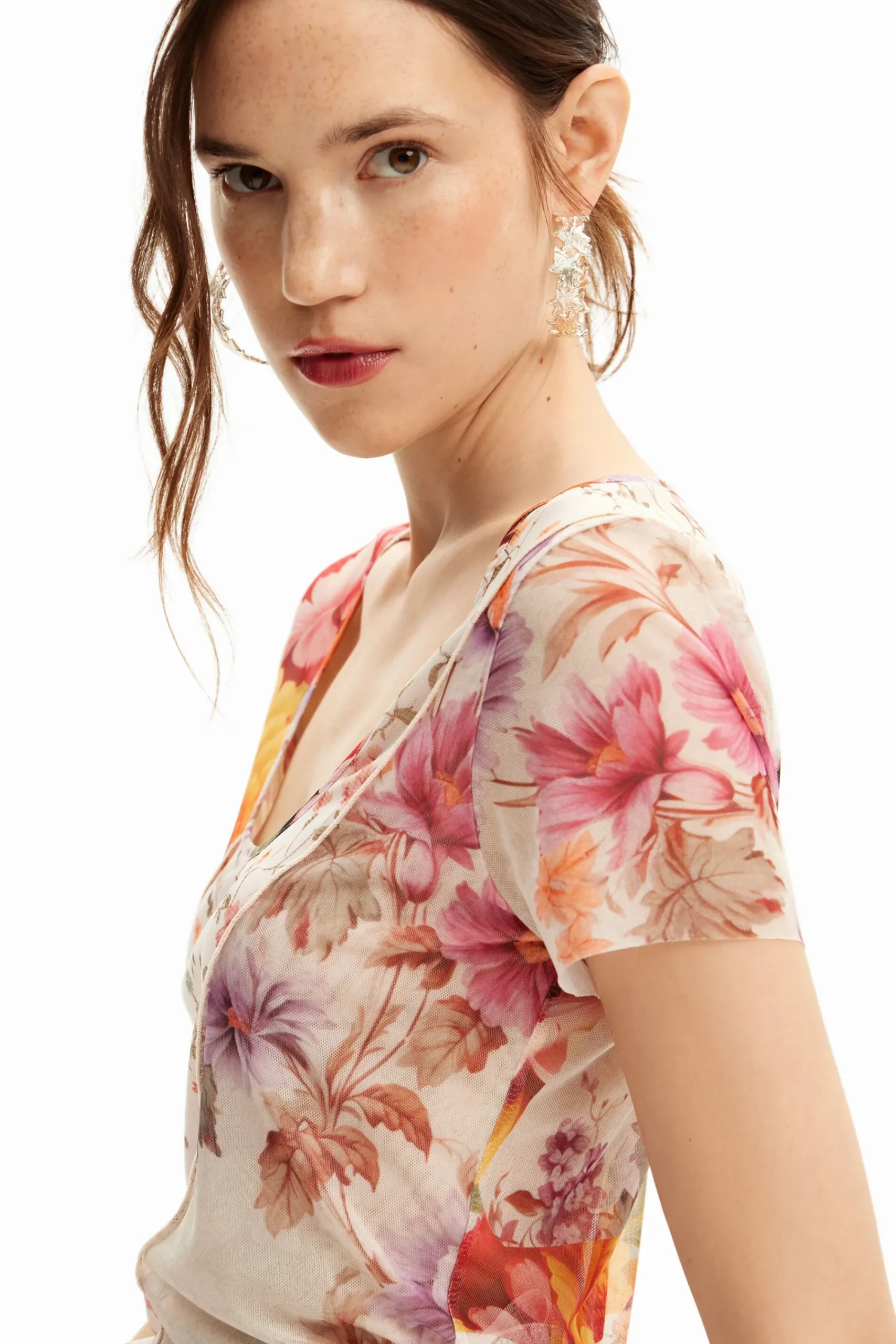 Camisas Y Blusas|Camisetas-Desigual Camiseta tul flores