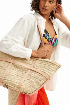 Bolsos|Bolsos Shopper-Desigual Cesta de mimbre L  piel