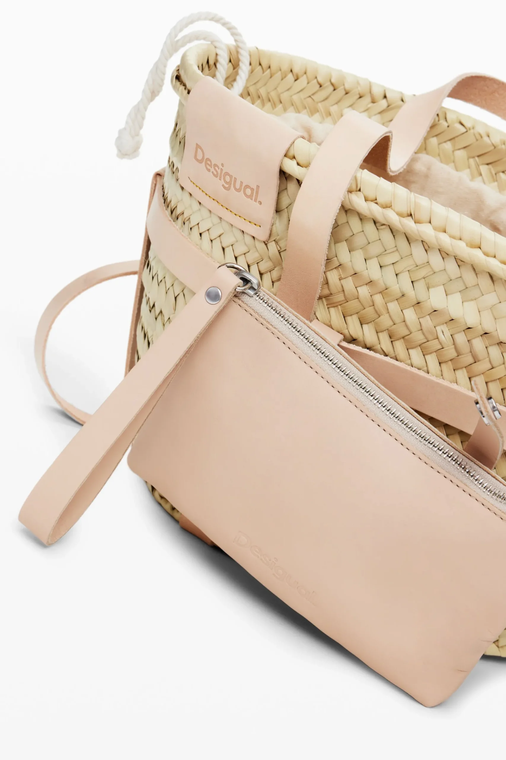 Bolsos|Bolsos Shopper-Desigual Cesta de mimbre S piel