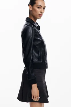 Abrigos Y Chaquetas-Desigual Chaqueta biker efecto piel