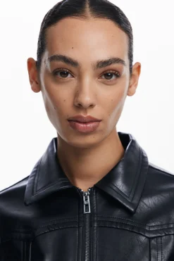Abrigos Y Chaquetas-Desigual Chaqueta biker efecto piel