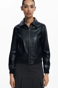 Abrigos Y Chaquetas-Desigual Chaqueta biker efecto piel