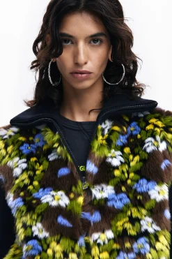 Abrigos Y Chaquetas-Desigual Chaqueta combinada flores