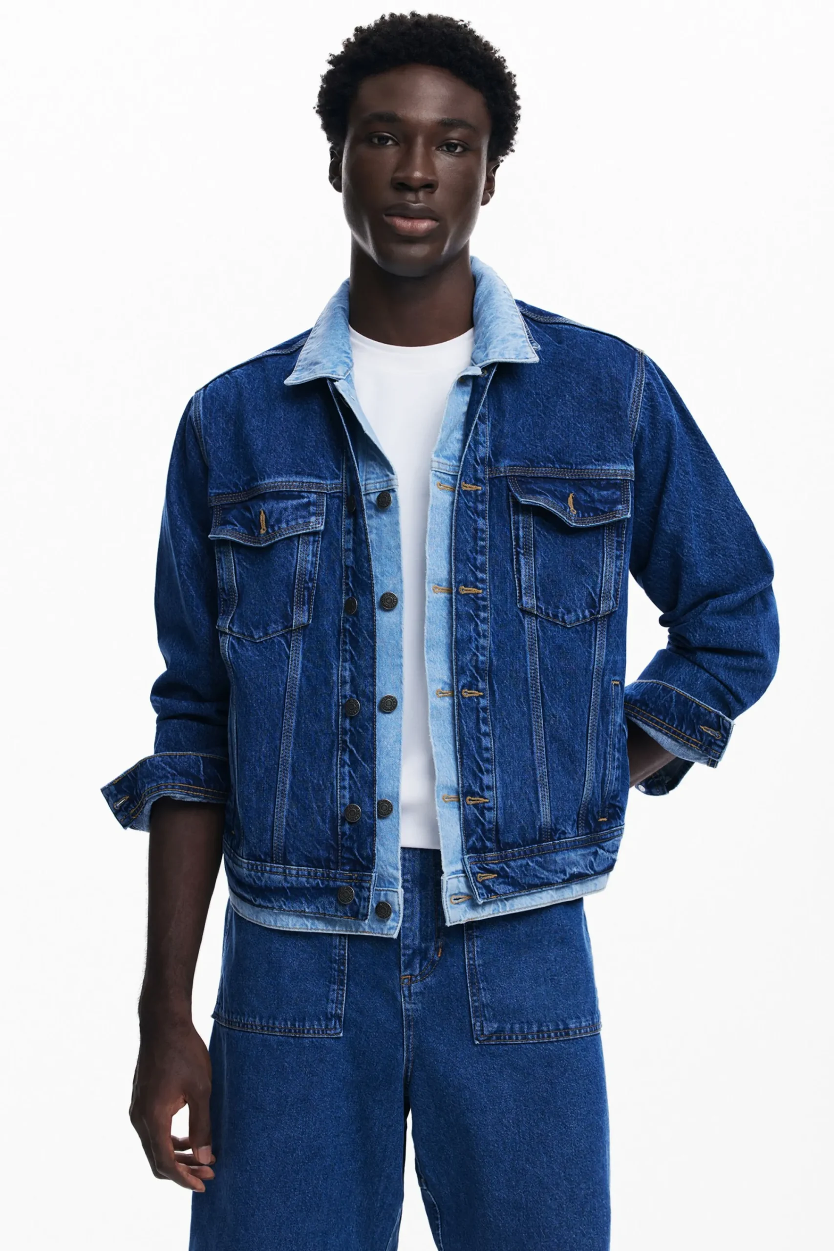 Abrigos Y Chaquetas-Desigual Chaqueta denim patchwork