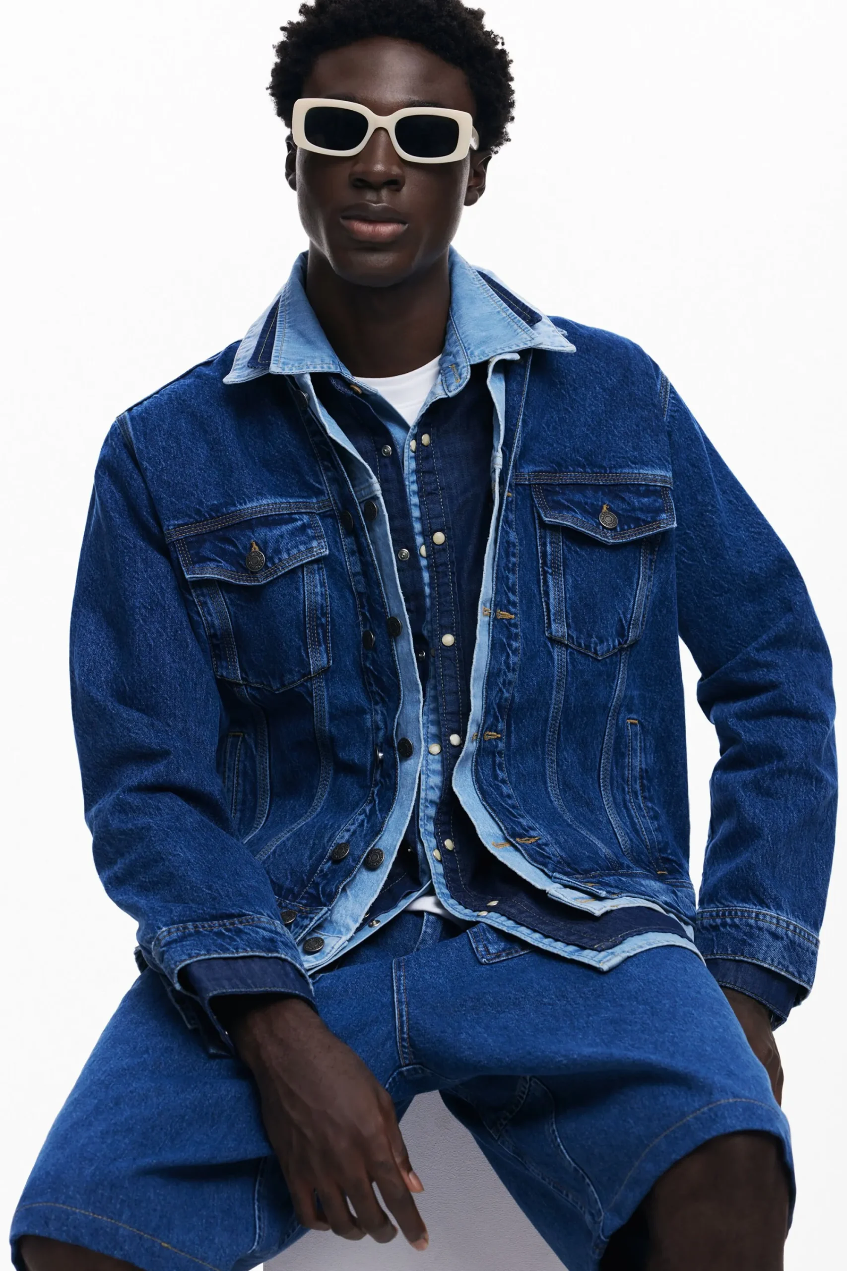 Abrigos Y Chaquetas-Desigual Chaqueta denim patchwork