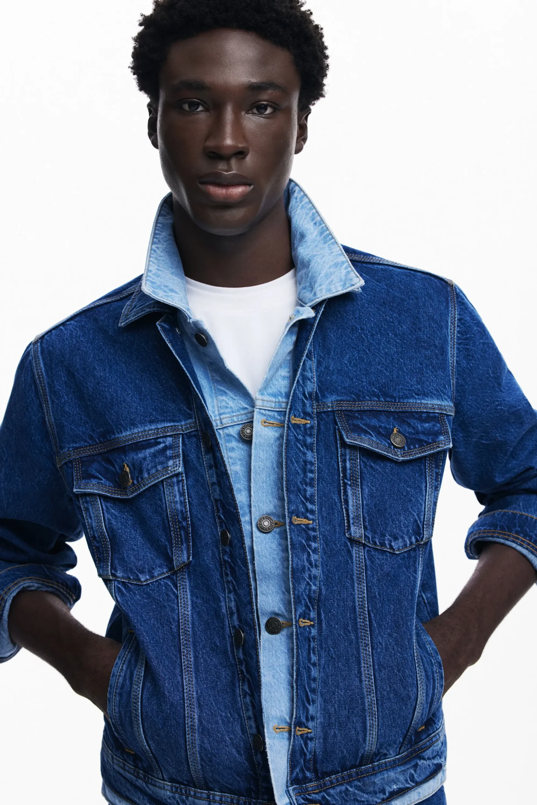 Abrigos Y Chaquetas-Desigual Chaqueta denim patchwork