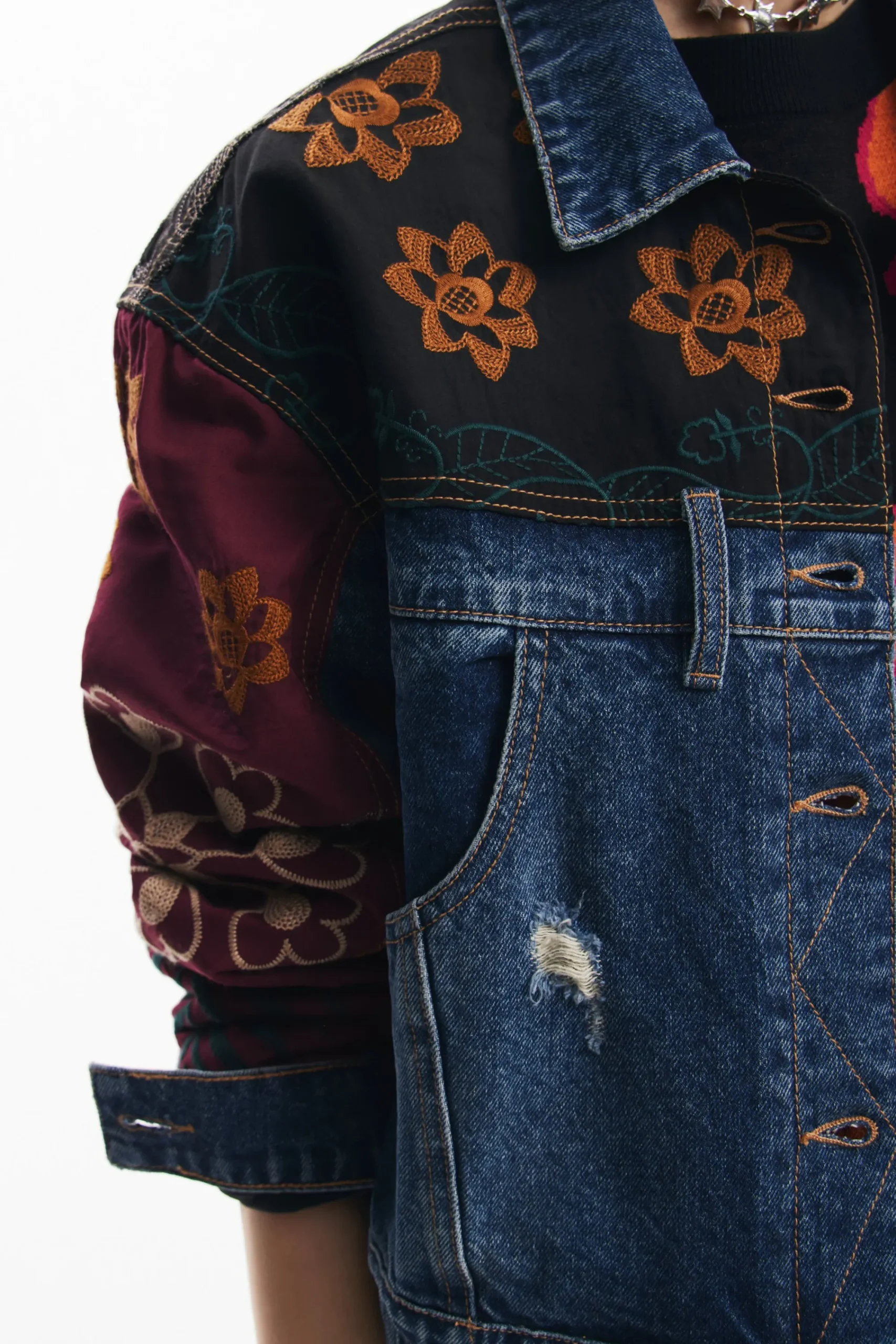 Abrigos Y Chaquetas-Desigual Chaqueta denim patchwork