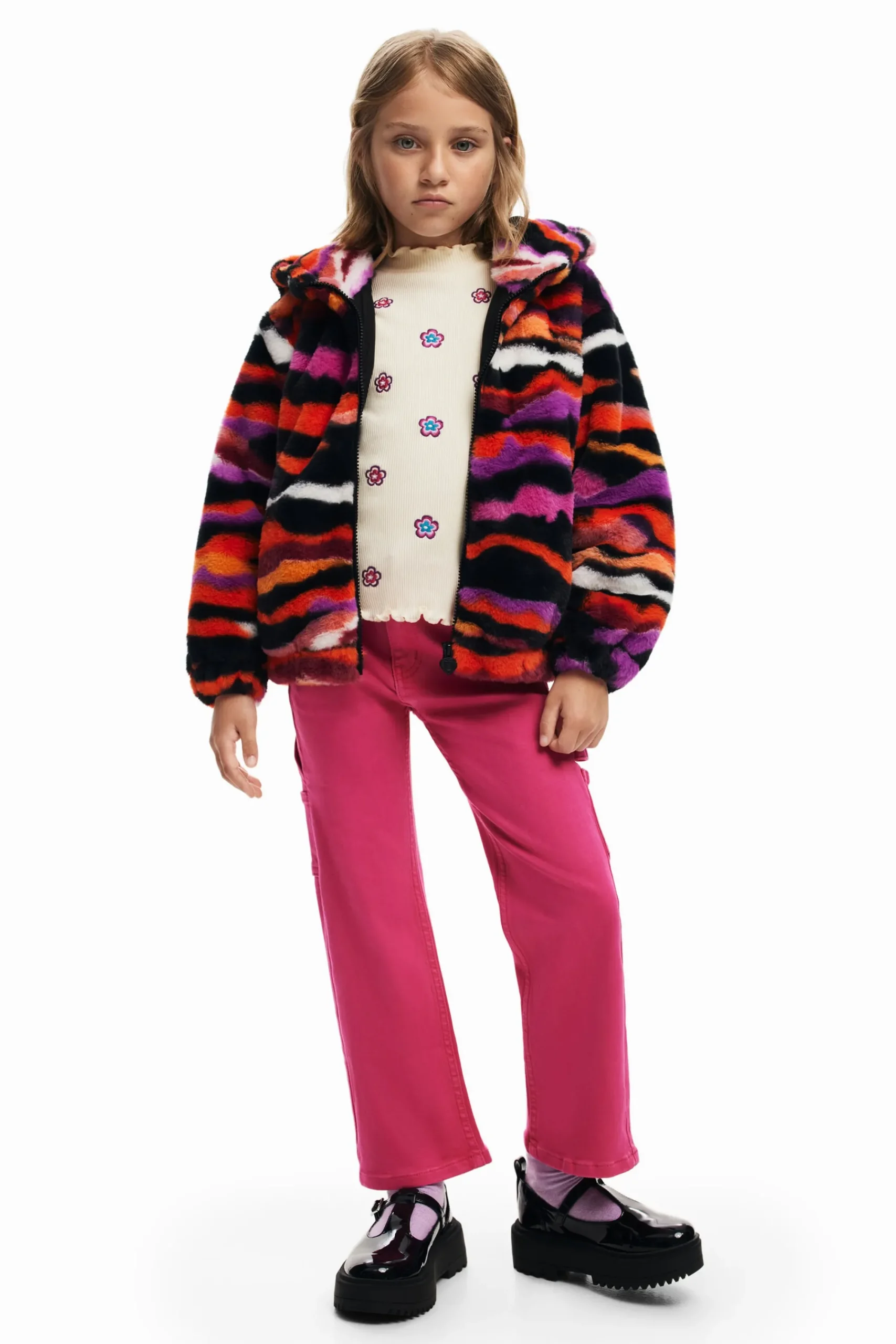 Abrigos Y Chaquetas-Desigual Chaqueta efecto pelo animal print multicolor