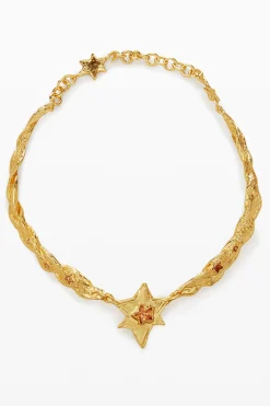 Joyería-Desigual Choker grande con texturas y estrella oro Zalio