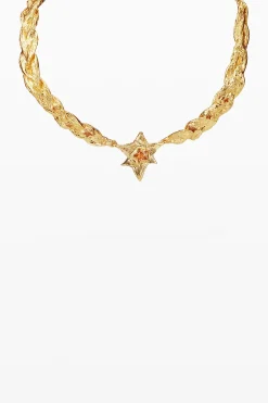 Joyería-Desigual Choker grande con texturas y estrella oro Zalio