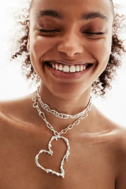 Joyería-Desigual Choker mensaje estrecho baño plata Zalio