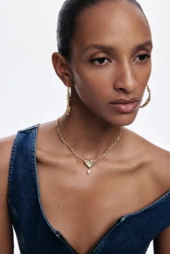 Joyería-Desigual Colgante perla baño oro Zalio