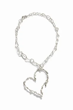 Joyería-Desigual Collar corazón baño plata Zalio