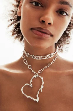 Joyería-Desigual Collar corazón baño plata Zalio