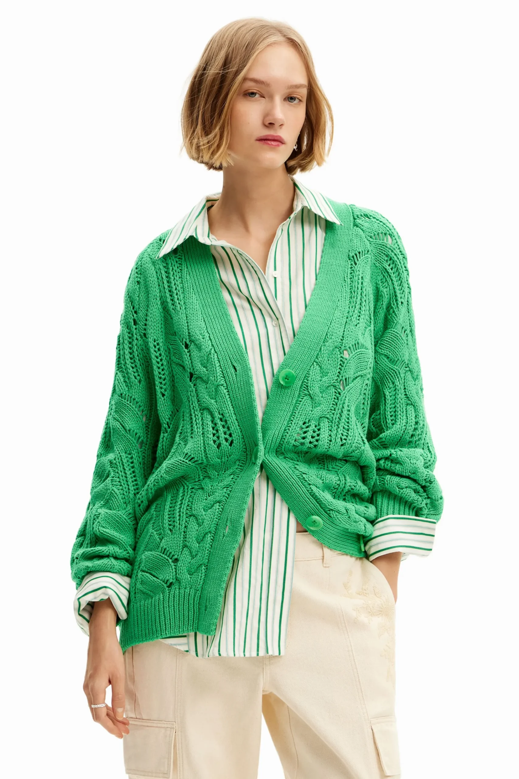 Jerséis-Desigual Cárdigan oversize calados