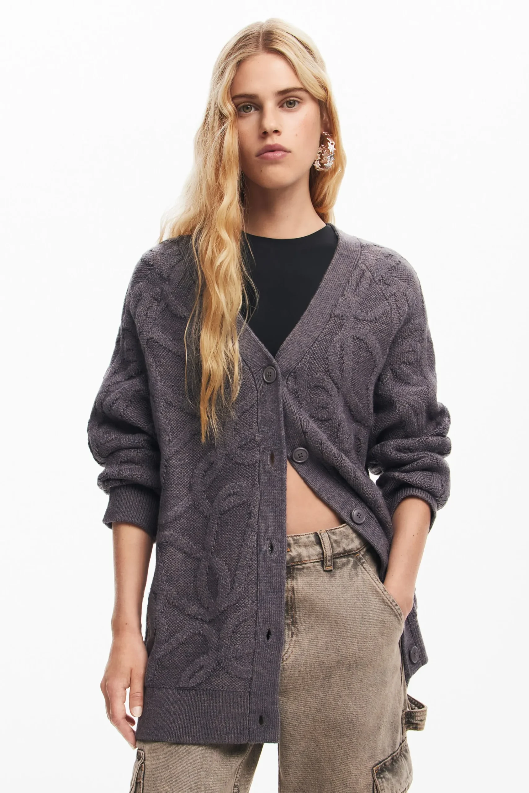 Ropa De Punto|Jerséis-Desigual Cárdigan oversize punto