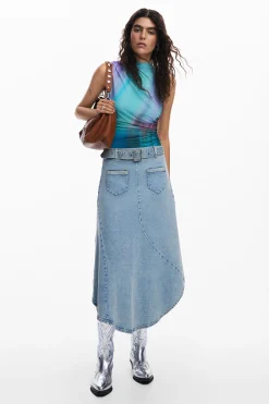 Faldas Y Shorts-Desigual Falda denim asimétrica