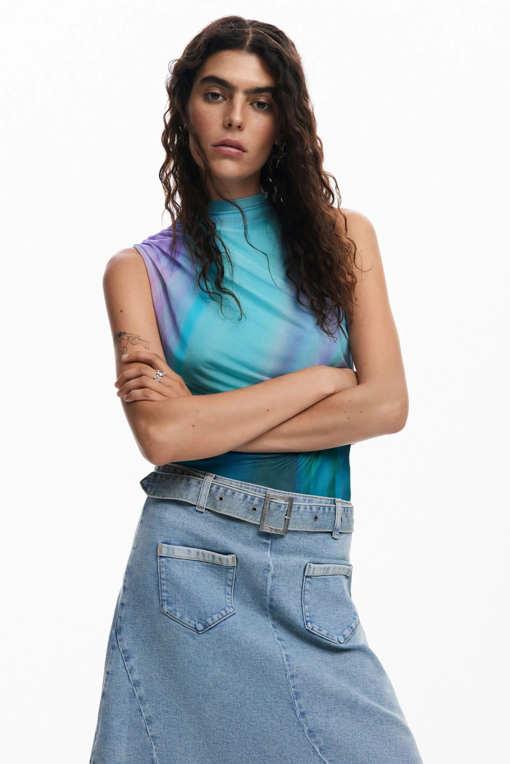 Faldas Y Shorts-Desigual Falda denim asimétrica